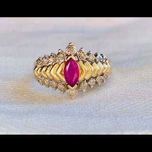 Yellow Gold Ruby and Diamond Ring